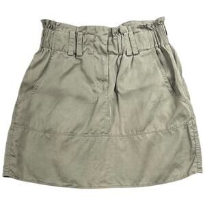 Ramy Brook New York Olive Paperbag Waist Mini Skirt 100% Tencel Festival - 00